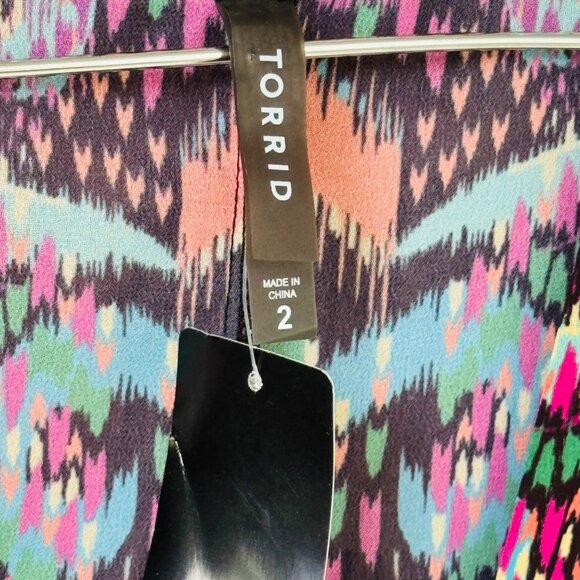 NWT Torrid Elbow Sleeves Multi Ikat Maxi Kimono Size 2X Swim Cover Up - Picture 4 of 9